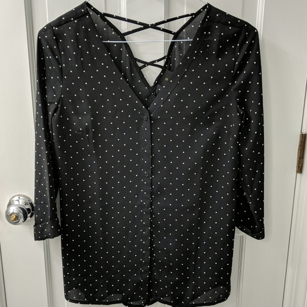 Black and White pokadot blouse